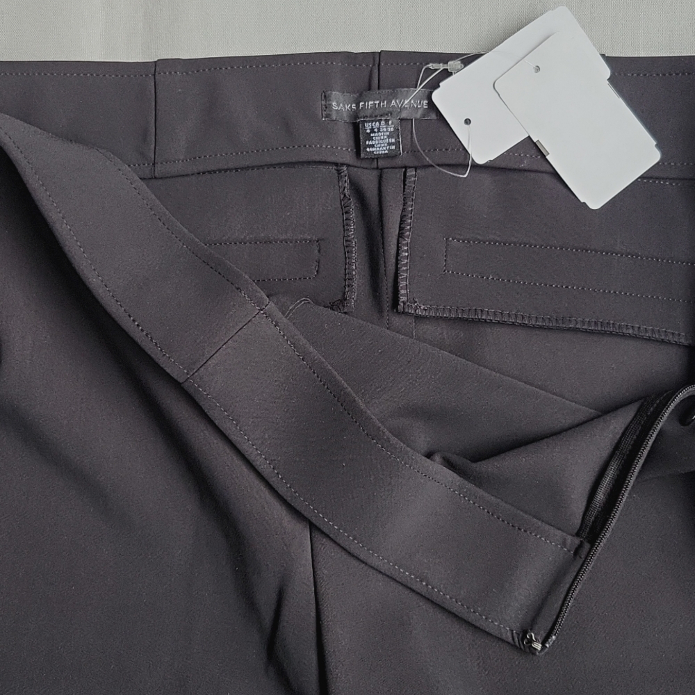 NWT$179 Saks Fifth Ave Stretch Straight-Leg Split-Hem Pants Cropped Trousers 4 - Picture 12 of 14